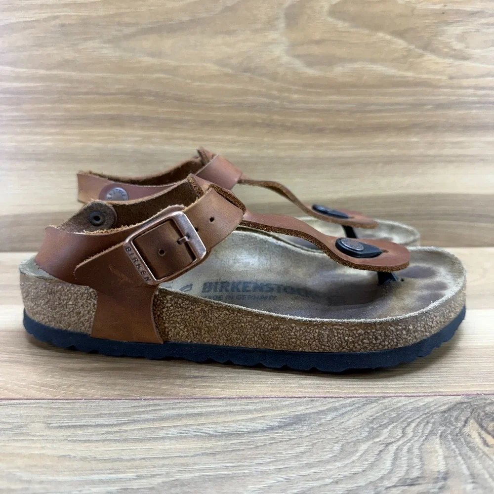 Birkenstock Kairo Sandals Cognac Tan Leather 4 W EU 35 Buckle Travel Vacation